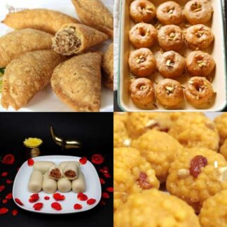 Sitara Foods Diwali Special Andhra Sweets Combo – Boondi Laddu, Coconut Kajjikayalu, Badusha & Kova Kajjikayalu (Festive Gift Pack)